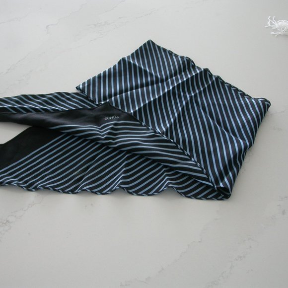 Blue and Black Striped Scarf - Picture 3 of 6